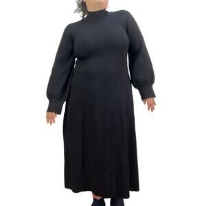 Hill House The Persephone Dress Black Knit Long Sleeves